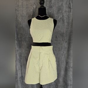 Zara Green Checkered Women Shorts/ Top Set